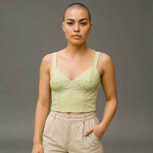 Corset Crop Top Structured Bustier Tank Cami Sage Green XS